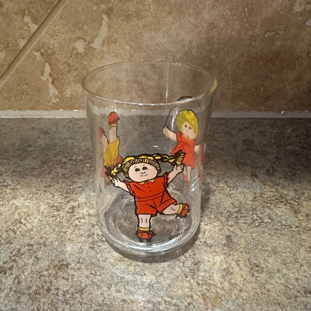 Vintage 1984 Cabbage Patch Kids Drinking Glass Retro Collectible Juice Tumbler